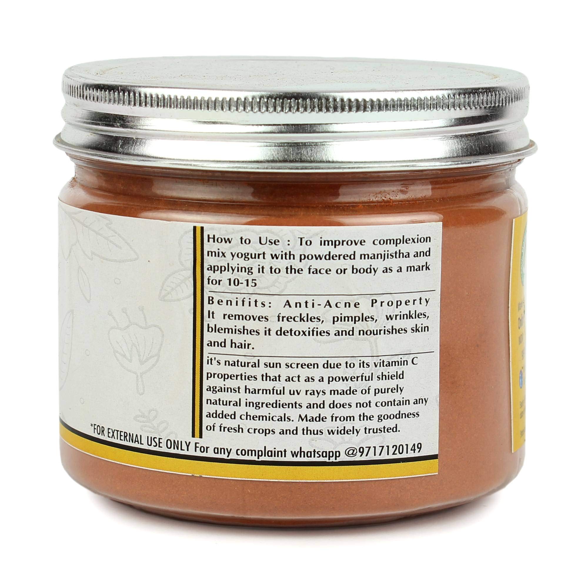 Organic Manjistha Powder (Rubia Cordifolia) - 100g | 100% Pure & Natural | For Face, Hair & Skin Care | Glow Booster for Radiant Skin & Healthy Hair | Perfect for DIY Beauty Treatments & Ayurvedic Remedies