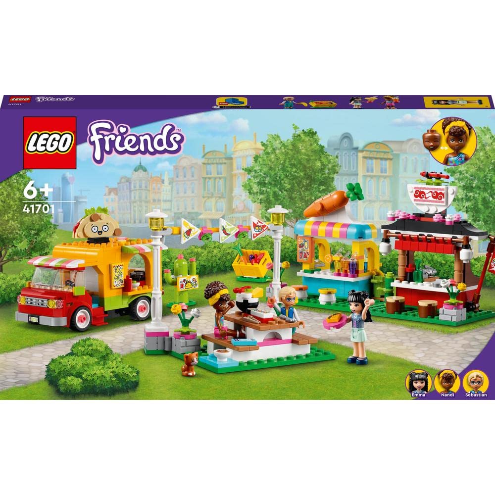 LEGO Friends 41701 Street Food Market Building Toy Set - Creative Play for Kids, Collectible Mini-Doll Figures - Perfect for Birthday Gifts & Pretend Play Scenes
