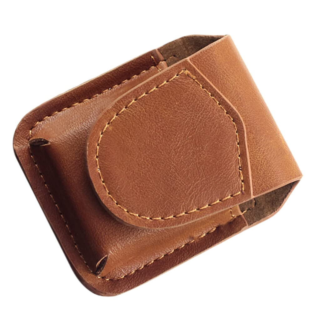 BESTonZON Genuine Leather Lighter Case with Magnetic Buckle - Handcrafted Cowhide Pouch Holder for Zippo Lighters, Belt Pouch Waist Bag & Coin Purse - Anti-Scratch Storage Case for Outdoor, Camping, Hiking & Costume Accessories (Brown)