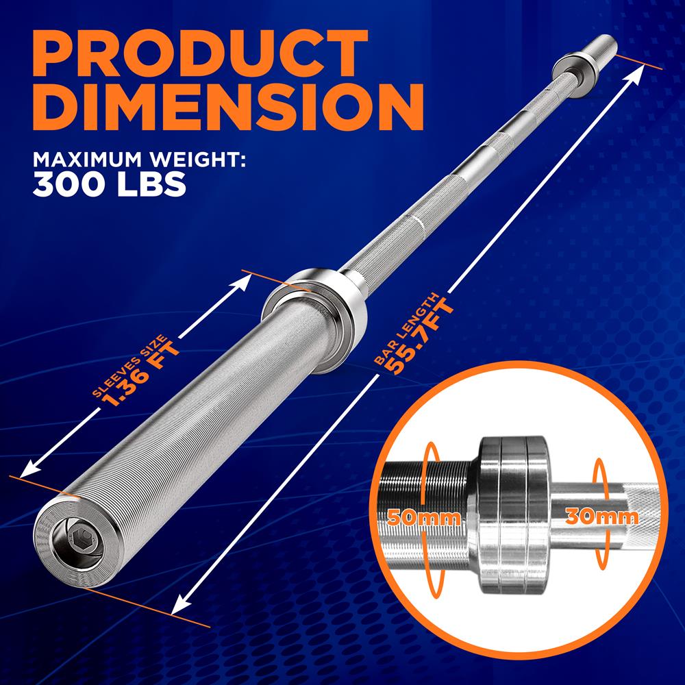 7 Feet Olympic Weight Bar - High-Quality Olympic Barbell for Strength Training, Powerlifting & CrossFit - Perfect for Home Gym & Commercial Use