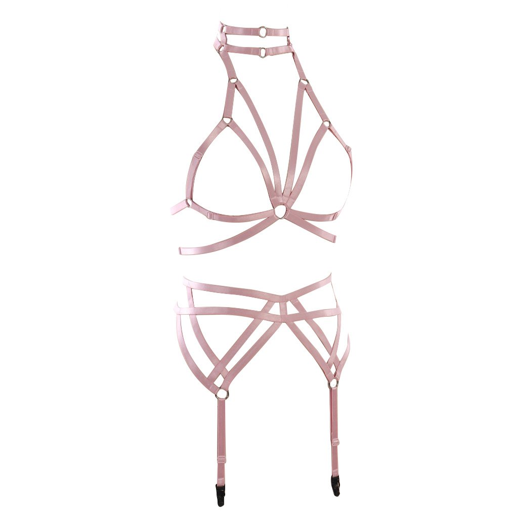 Sexy Punk Strappy Body Harness & Garter Set - Gothic Cage Bra for Women | Perfect for Nightclubs, Music Festivals & Edgy Fashion Photos