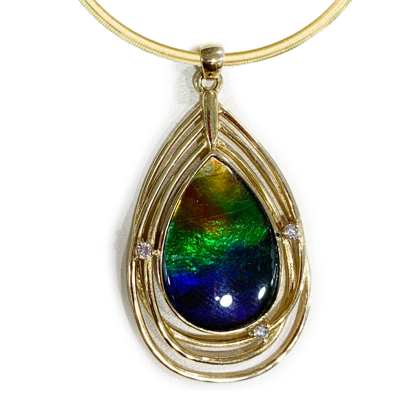 14K Gold Ammolite Pendant Necklace - Natural Gemstone Jewelry for Women, Elegant Gift for Birthday, Anniversary & Special Occasions | Perfect for Parties, Weddings & Everyday Wear