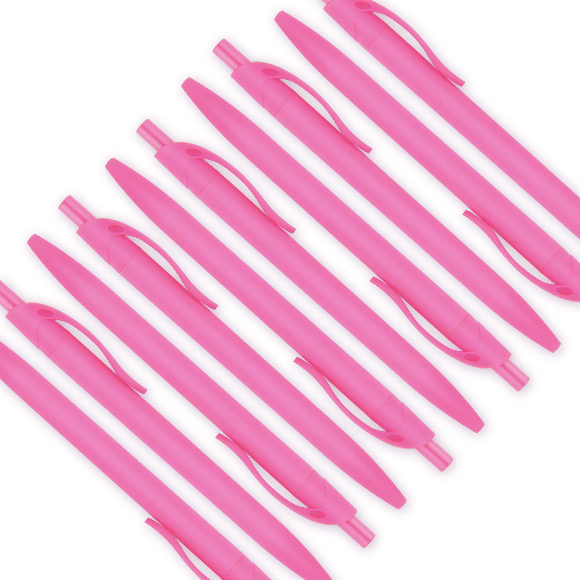 200 Pack No Bleed Pink Barrel Click Pens - Bulk Retractable Ballpoint Pens with 1.0MM Medium Point & Smooth Black Ink - Perfect for Office, School, Note Taking & Gift Giving