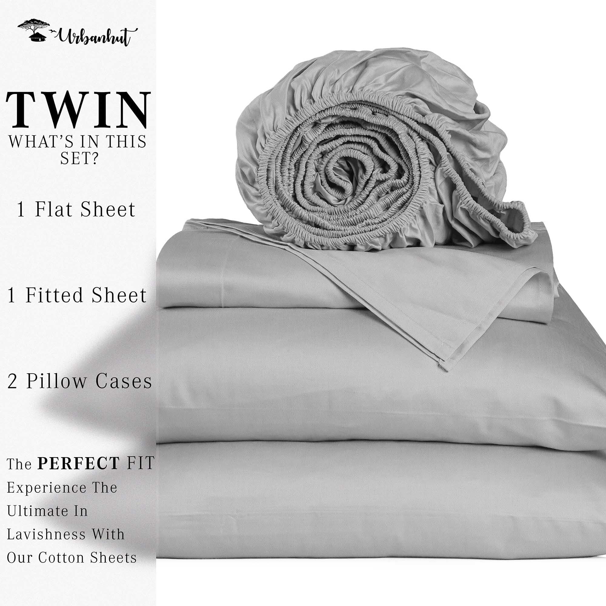 Premium 700 Thread Count Egyptian Cotton Twin Sheet Set - 4Pc Luxury Bedding with Deep Pocket (14