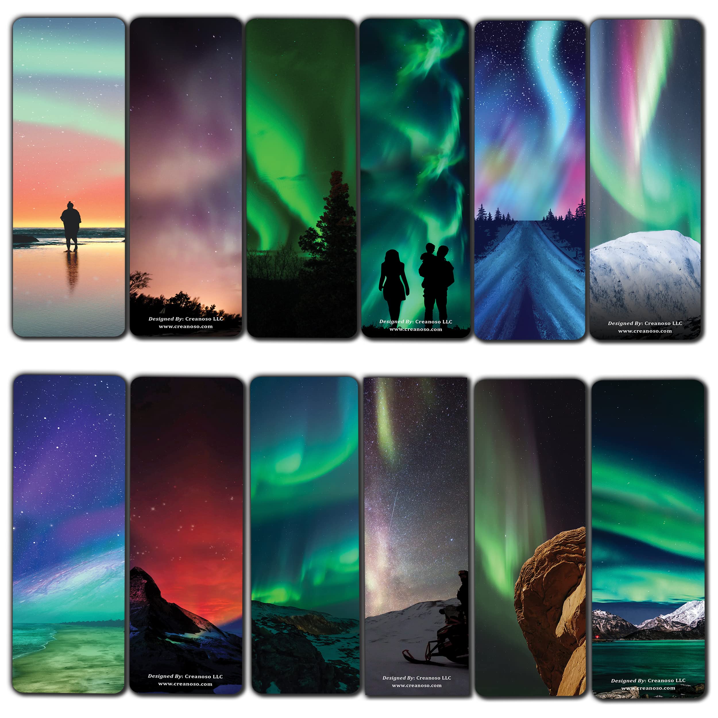 Aurora Night Sky Inspirational Bookmarks (12 Cards) – Motivational Bookmark Set for Kids & Teens – Perfect Reading Gifts & Book Page Markers – Great for School, Reading Clubs & Birthday Presents