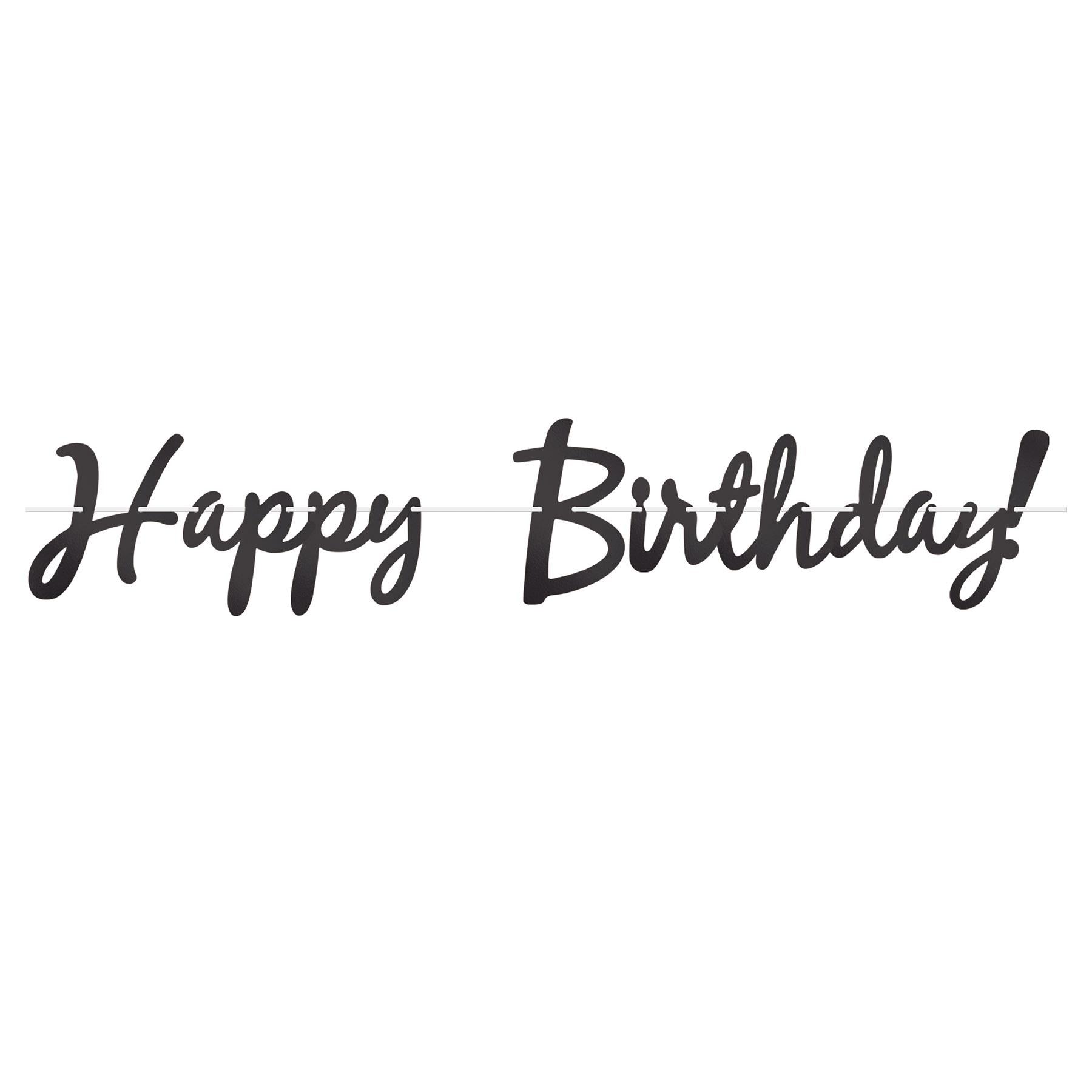 12 Pack Black Foil Happy Birthday Party Streamers - Perfect for Birthday Decorations, Party Supplies & Celebration Decor