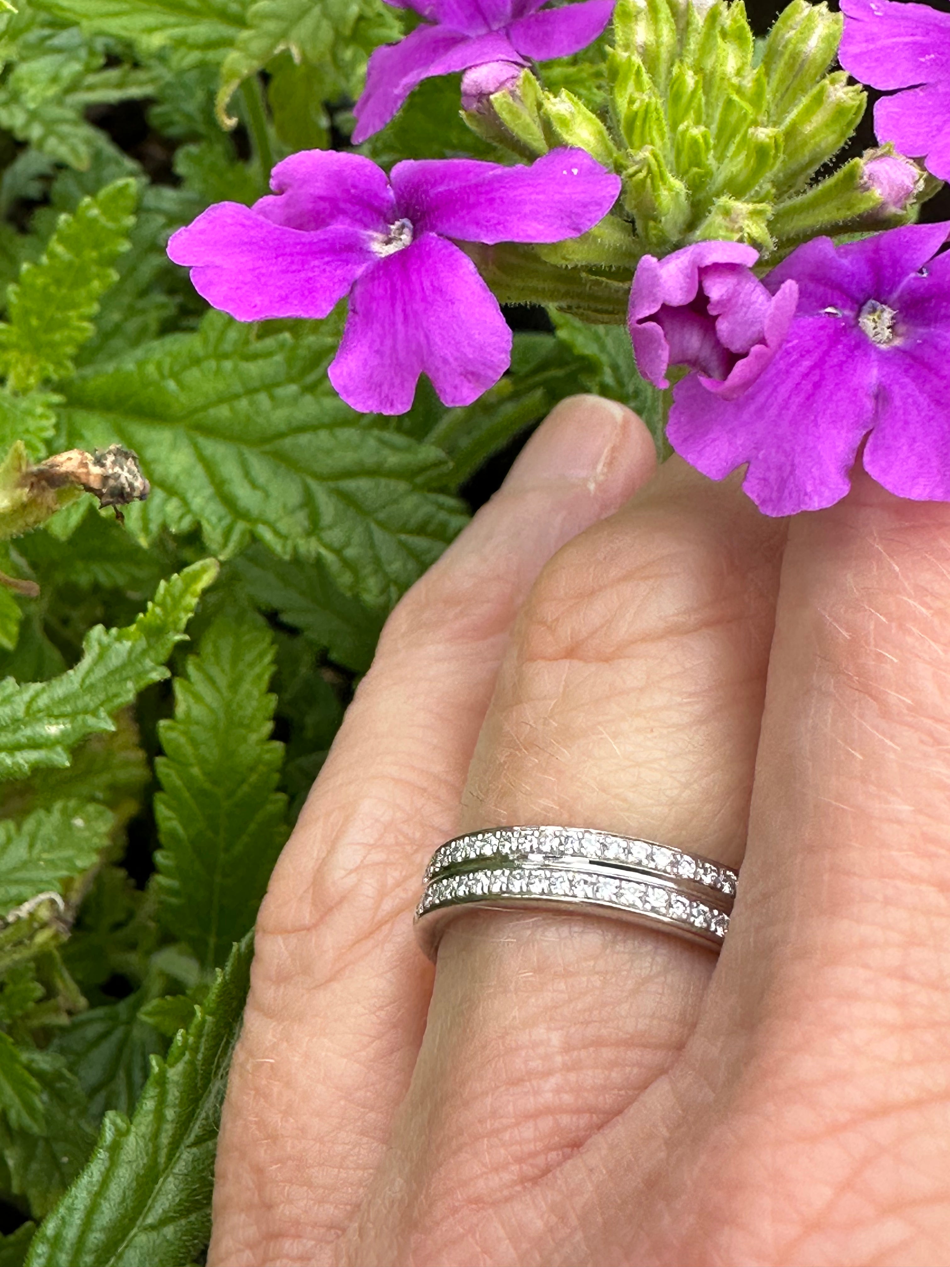 18ct White Gold Furrer Jacot 2 Row Diamond Ring with 0.19ct TWVS - Elegant Jewelry for Weddings, Anniversaries & Special Occasions