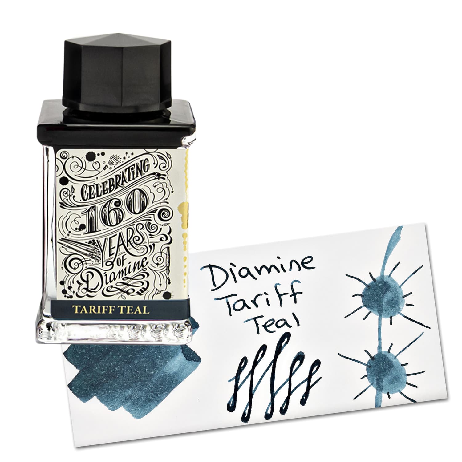 Diamine 160th Anniversary Tariff Teal Fountain Pen Ink - 75 mL Bottle for Calligraphy, Journaling & Letter Writing