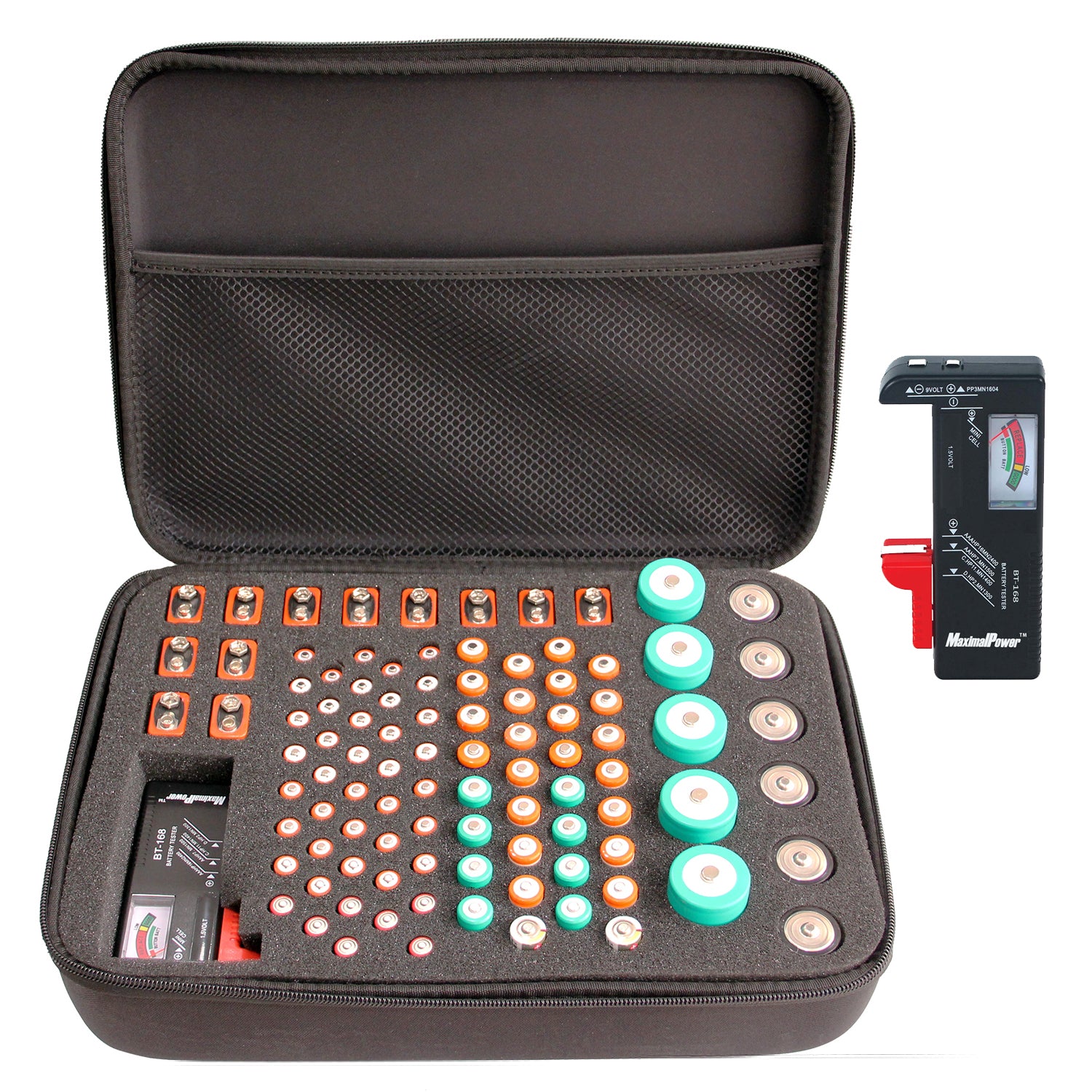 MaximalPower Battery Storage Organizer Case - Holds AA AAA C D 9V Batteries (Batteries Not Included) - Perfect for Home, Office & Emergency Kits