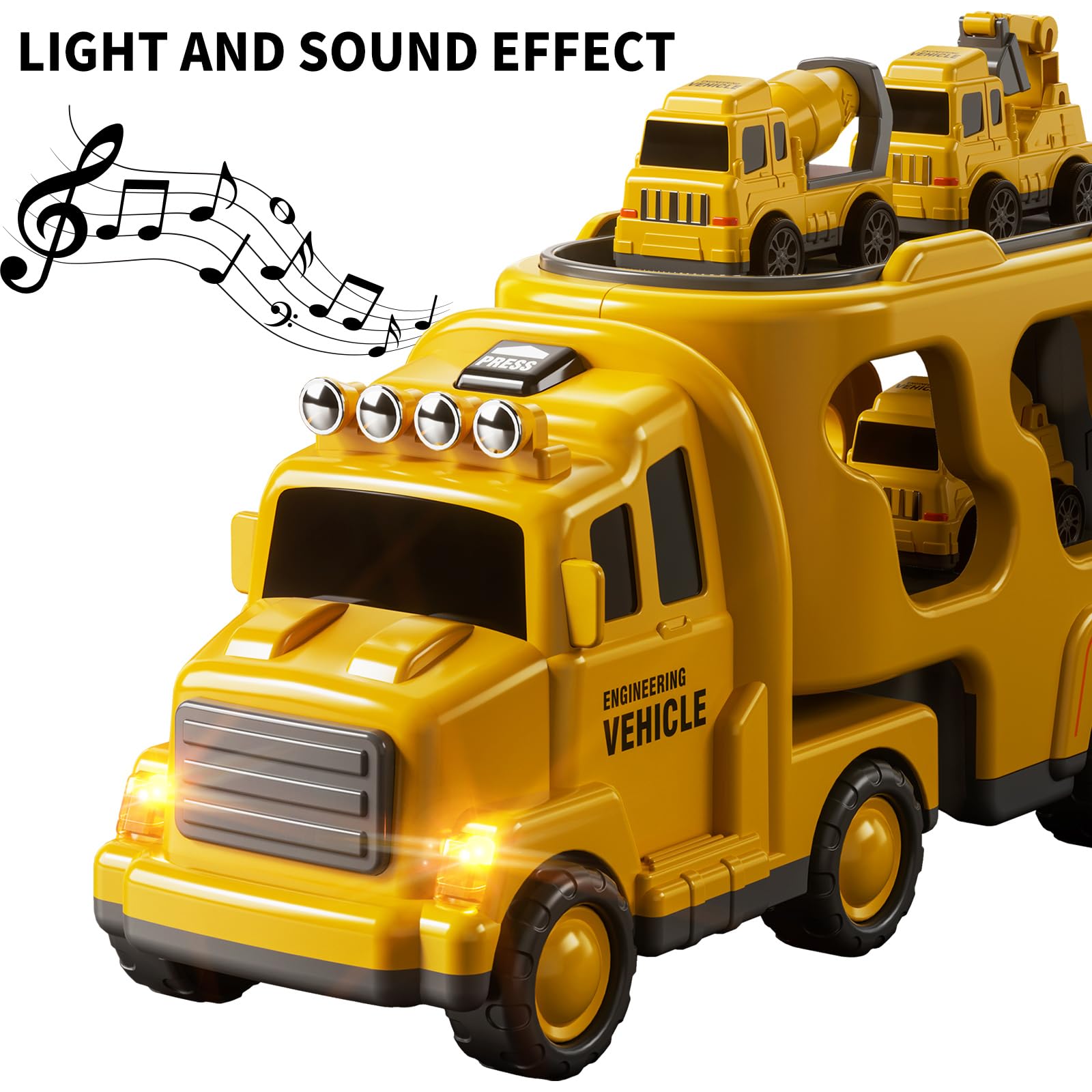 Construction Truck Toys for Toddlers & Kids - Dump Truck, Cement Mixer & Transport Vehicles Set for Boys Age 1-9 | STEM Learning Toys for 3-6 Year Olds | Birthday & Christmas Gifts for Boys | Perfect for Sandbox Play, Construction Pretend Play & Early Childhood Development