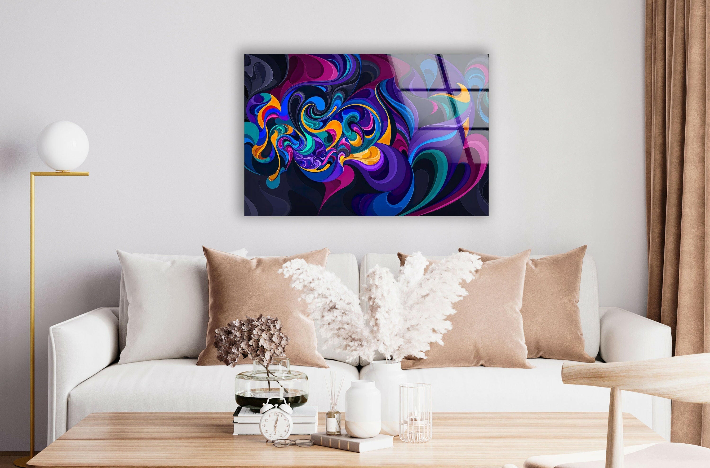 Vibrant Ocean Wave Glass Wall Art - Handmade Blue & White Seascape Decor for Living Room, Bedroom, or Office - Modern Coastal Home Decor