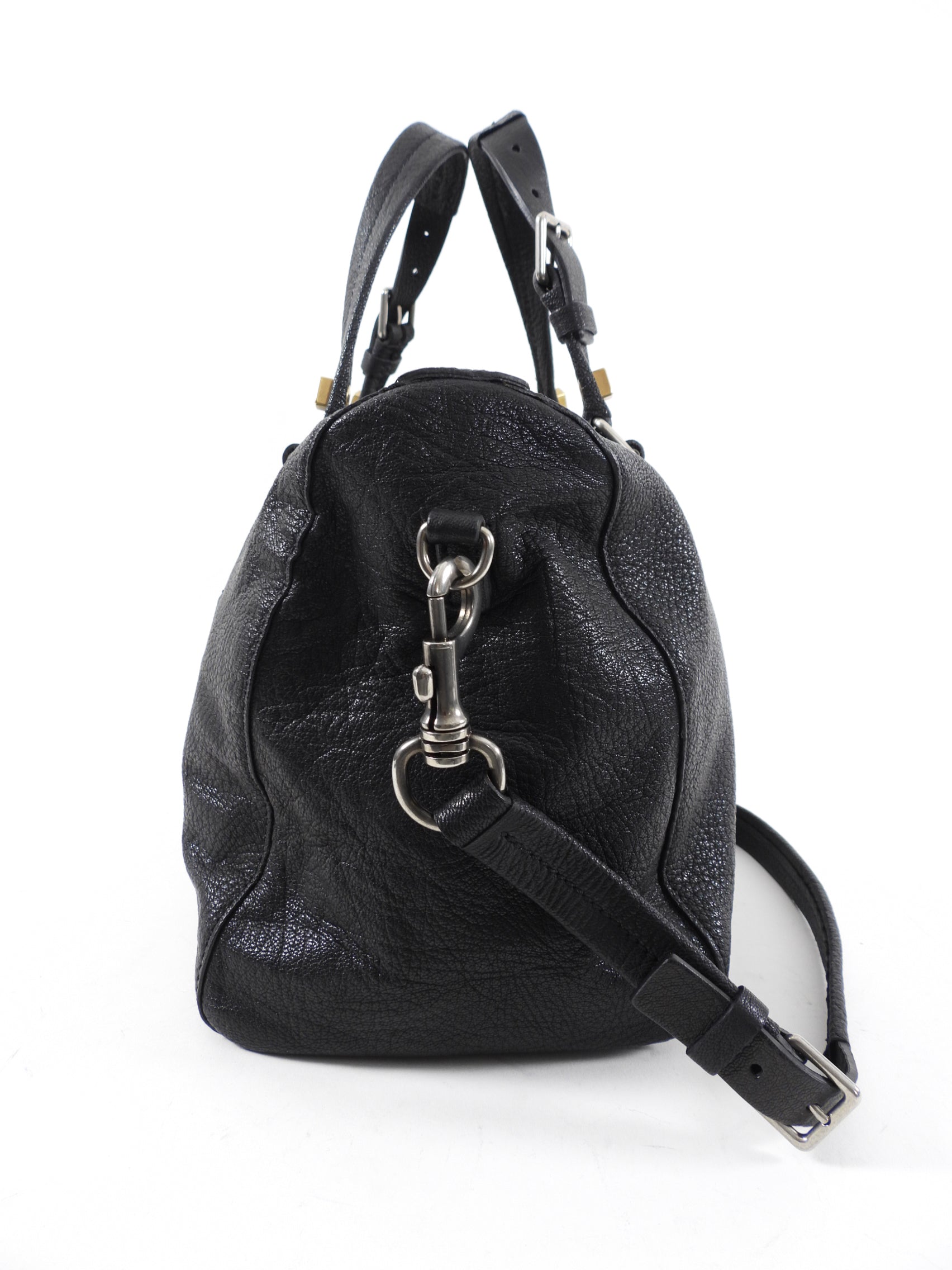 Celine Black Leather Two-Way Handbag for Women - Stylish Crossbody & Shoulder Bag for Work, Travel & Everyday Use