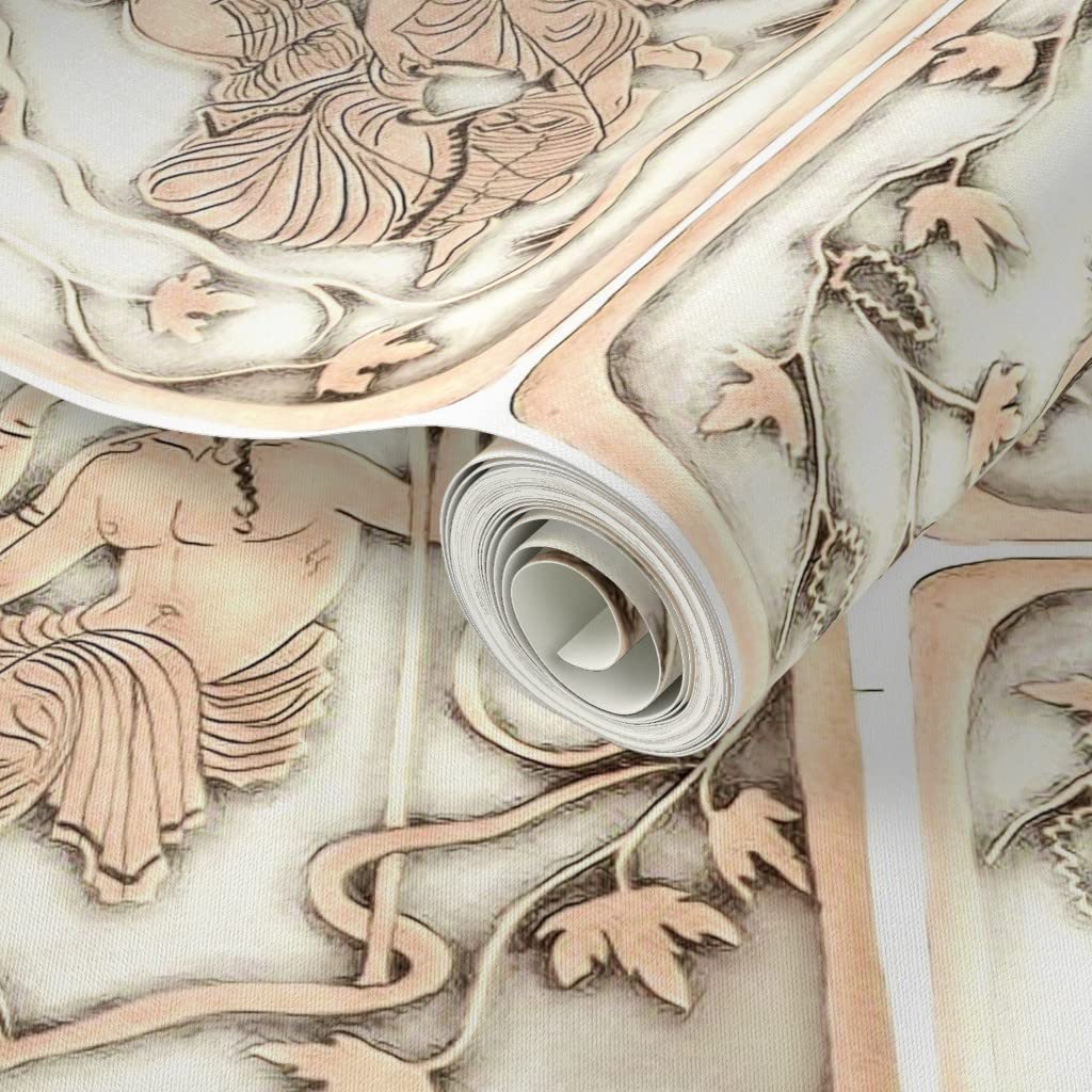 Peel & Stick Wallpaper 9ft x 2ft - Greek Cream Marble Ivory Greece Elegant Historical Mythology Custom Removable Wallpaper | Self-Adhesive Wall Covering for Bedroom, Living Room, Office & Home Decor