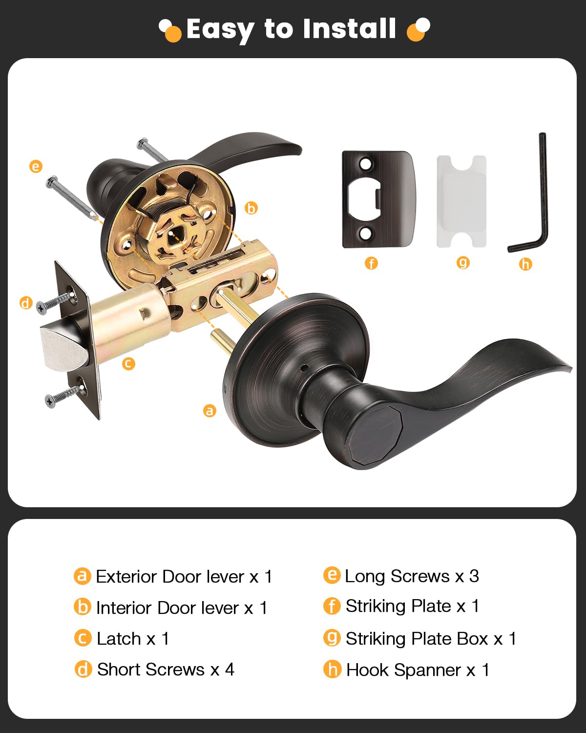Gobrico Oil Rubbed Bronze Passage Door Levers - 5 Pack Reversible Wave Style Interior Door Handles for Hall Closet & Bedroom Doors | Durable & Stylish Hardware for Home Upgrade