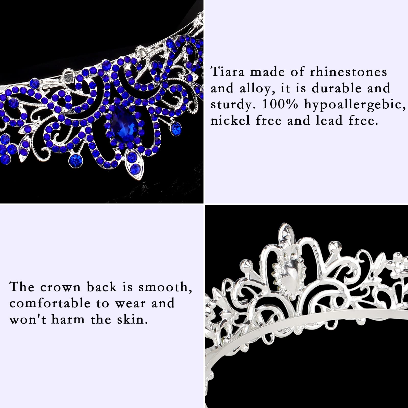 Sparkling Crystal Tiara Crown Headband for Women & Girls - Rhinestone Bridal Wedding Prom Birthday Party Hair Accessories with Combs | Perfect for Brides, Princess Costumes & Special Occasions