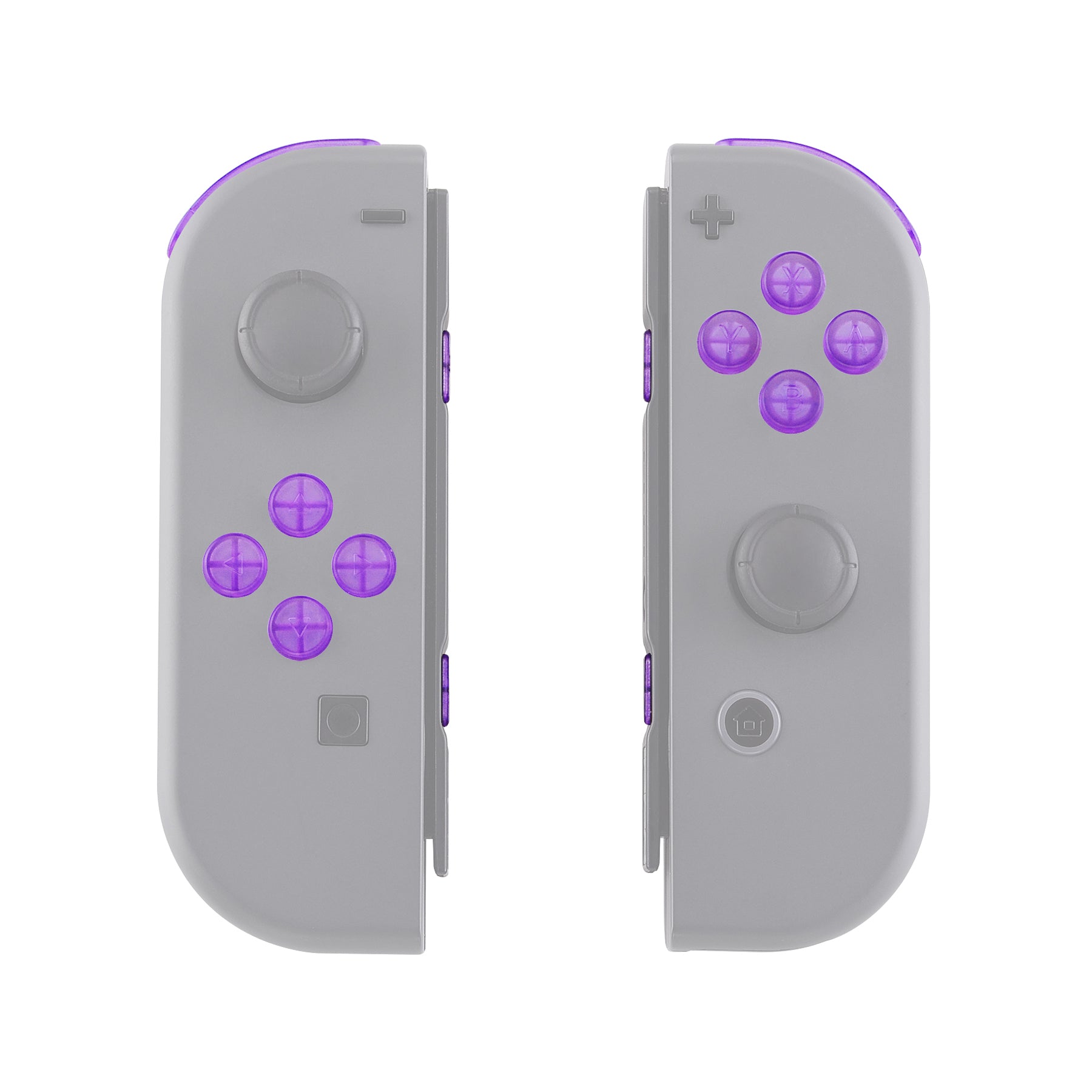 eXtremeRate Clear Atomic Purple Replacement ABXY Buttons & Triggers Kit for Nintendo Switch JoyCon & OLED JoyCon - Includes Direction Keys, SR/SL/L/R/ZR/ZL Buttons, Springs & Tools (Shell Not Included) - Perfect for DIY Repair & Controller Customization