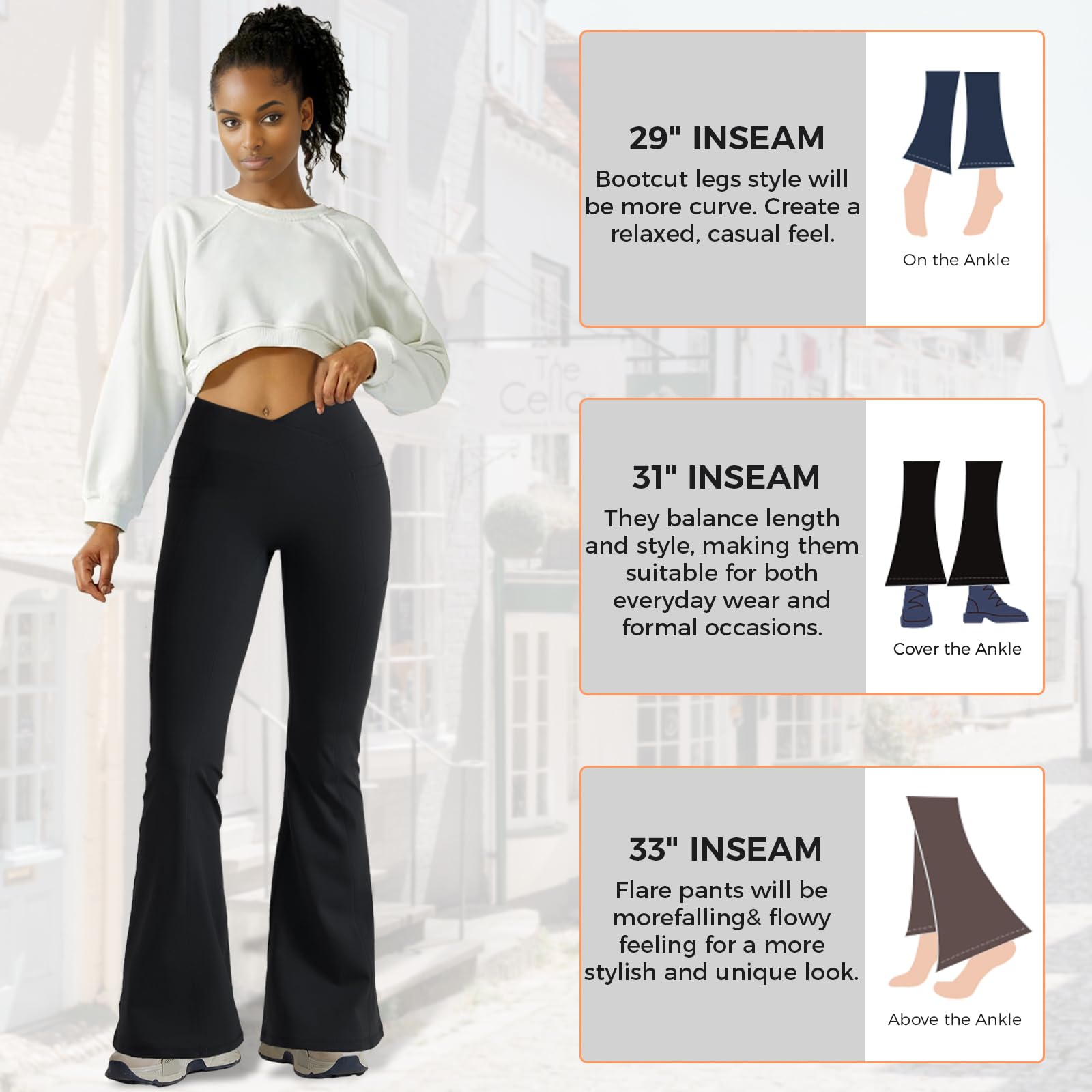 Women's High-Waisted Black Flare Leggings - Crossover Yoga Pants with Bootcut Design for Gym, Workout & Casual Wear | Perfect for Yoga, Pilates, Running and Everyday Fashion