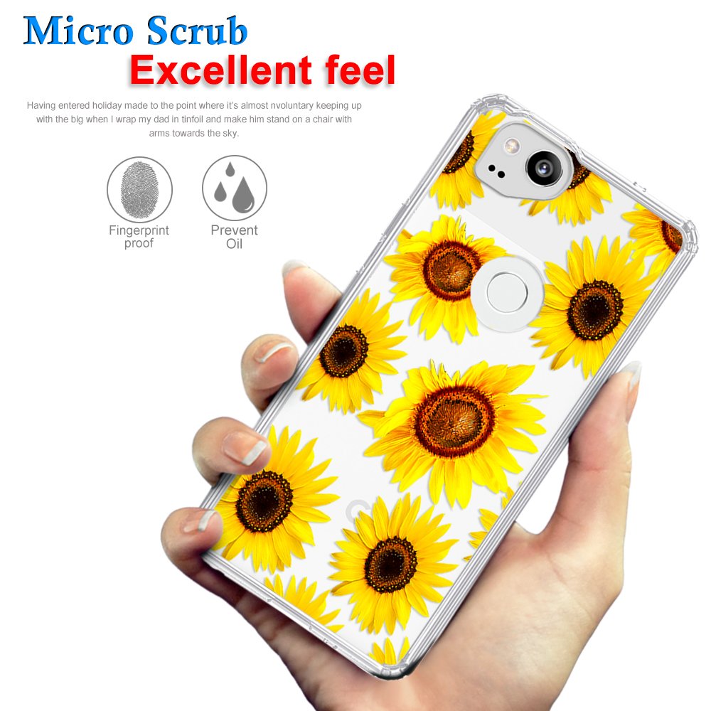 **Google Pixel 2 Case - Shockproof & Anti-Scratch Phone Cover with Glossy Blossoming Sunflower Design | Perfect for Everyday Protection & Style**