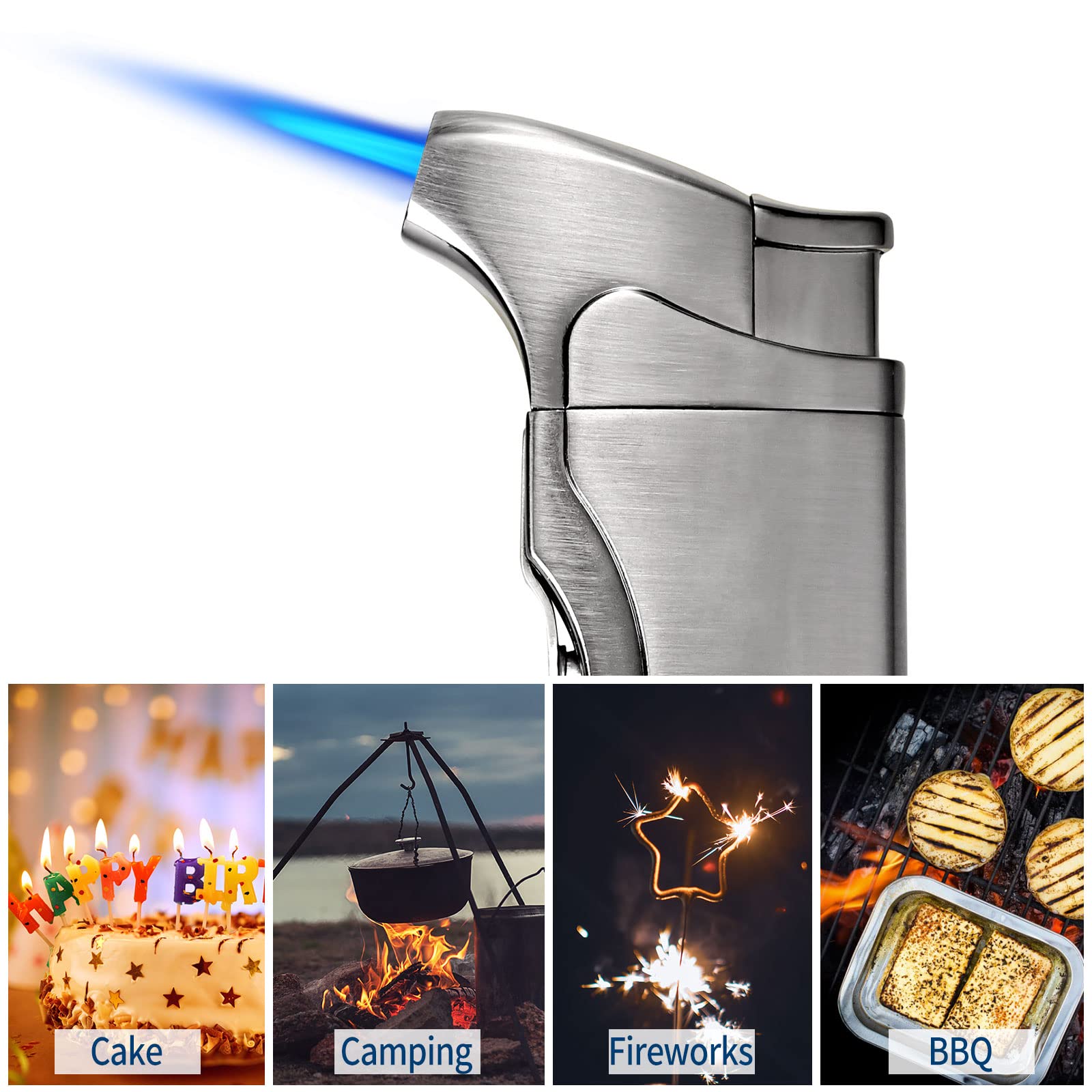 Premium Cigar Cutter & Butane Lighter Set - Sharp Stainless Steel Blade, Refillable Torch Lighter with Punch Tool (Yellow) - Perfect for Cigar Aficionados, Outdoor Smoking & Gifts