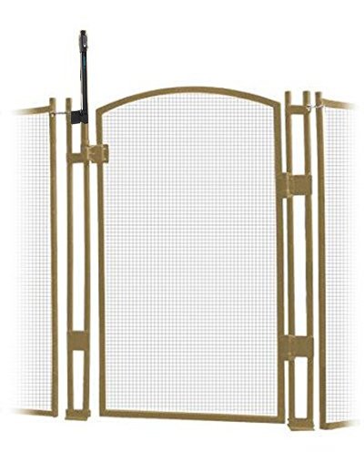 EZ-Guard 4' Tall Self-Closing Safety Pool Fence Gate Kit for In-Ground Pools - Child & Pet Barrier with Mesh Panel (Tan, 4 Feet) - Perfect for Backyard, Swimming Pool & Family Safety Protection