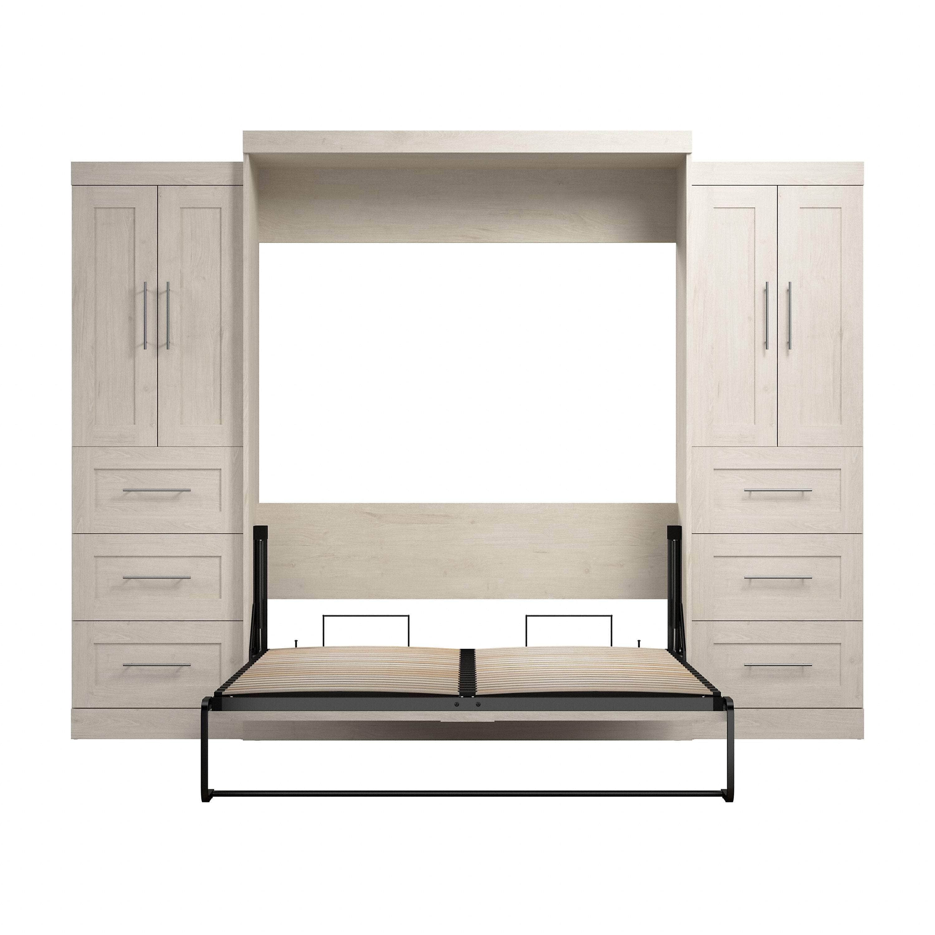 Pur Queen Murphy Wall Bed with Closet Storage Cabinets (115W) - 7 Color Options - Space-Saving Solution for Small Apartments, Guest Rooms & Home Offices