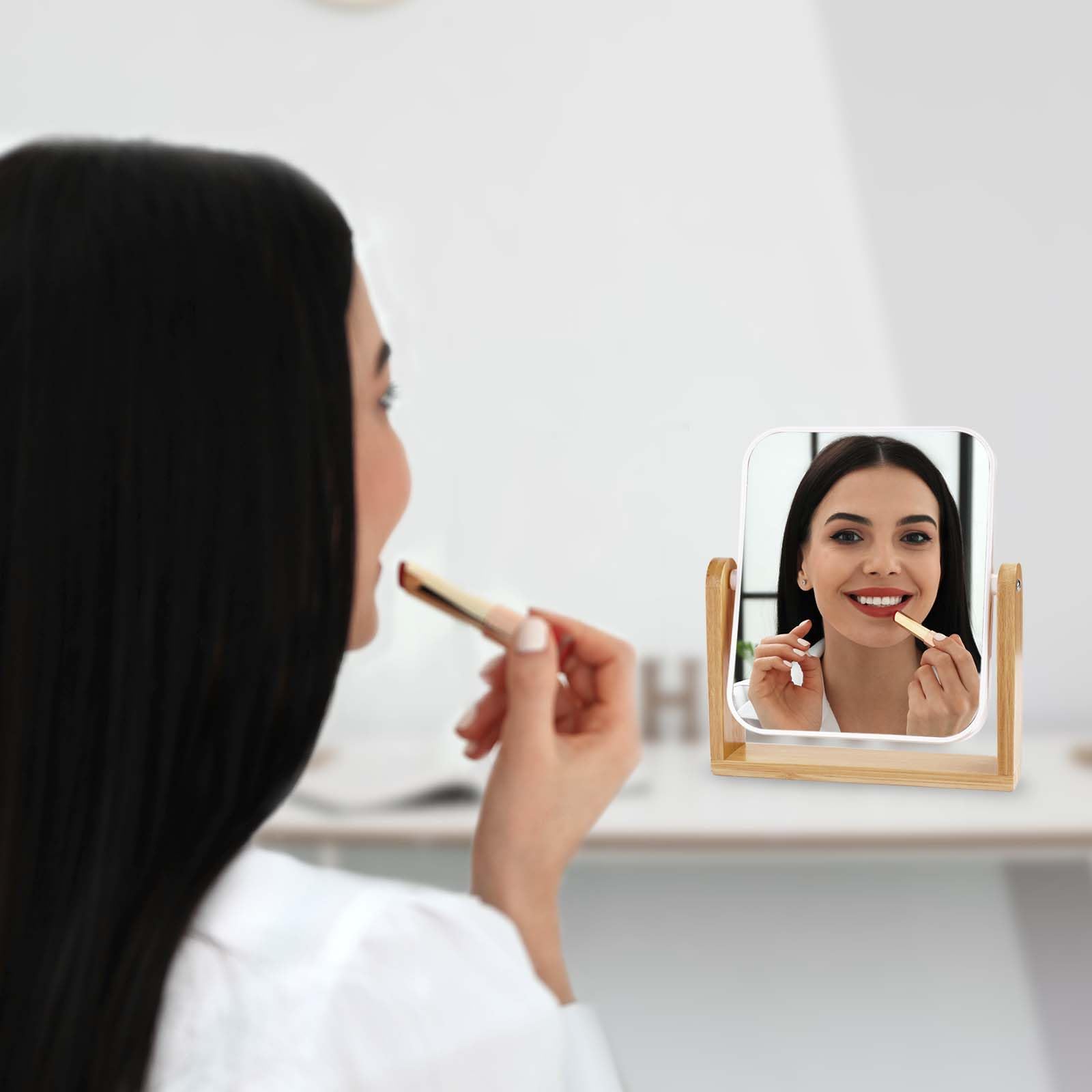 LFOYOU 8 Inch Vanity Mirror with Stand - 1X/3X Magnification Double Sided 360° Swivel Makeup Mirror for Bathroom, Desk & Travel | Portable Tabletop Shaving Mirror for Women & Men (Perfect for Makeup Application, Grooming & Skincare Routines)