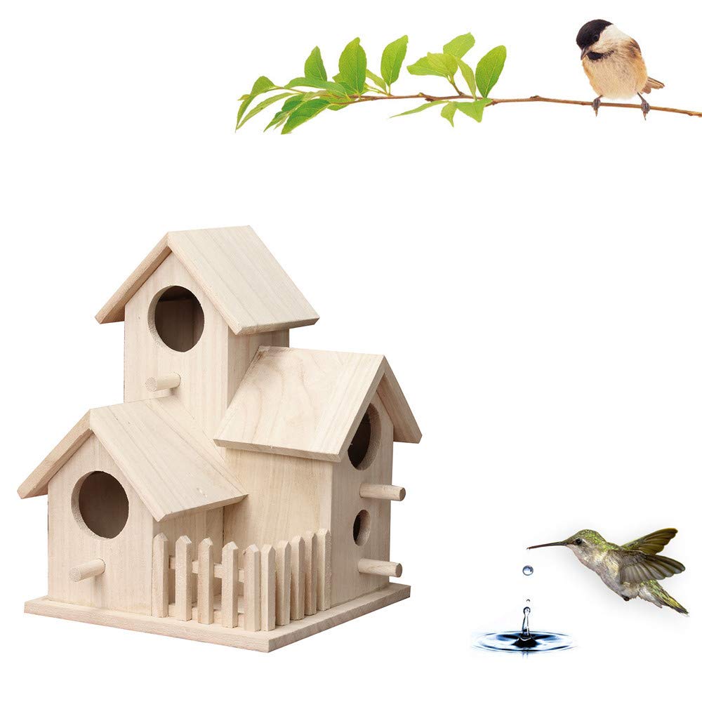 Yu2d Wooden Bird House - Handcrafted Nest Box for Wild Birds, Durable Outdoor Birdhouse for Garden, Patio & Backyard - Attract Robins, Finches & Bluebirds