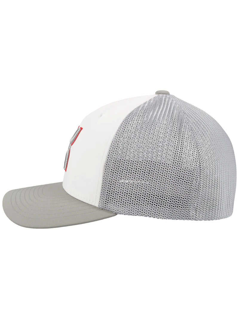 Hooey 2112WHGY Coach 5 Panel Flexfit Trucker Hat - White & Gray Adjustable Baseball Cap for Men & Women - Perfect for Outdoor Activities, Sports & Casual Wear