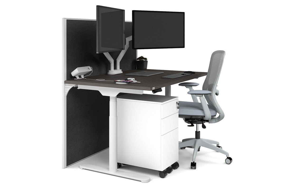 Flexi Premium Height Adjustable Single Workstation Desk - 1200L x 800W with Cable Management Scallop | Ergonomic Standing Desk for Home Office & Workspace