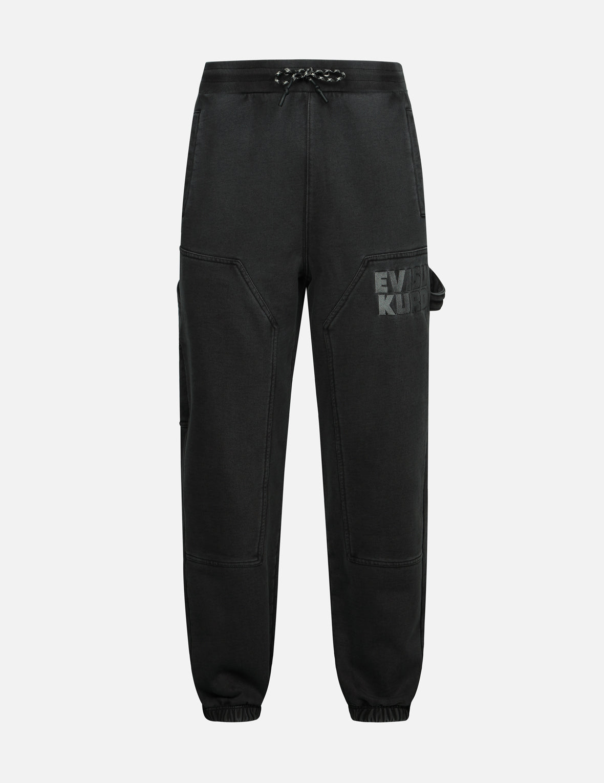 Premium Pigment Dyed Logo & Kamon Embroidery Relaxed Fit Sweatpants - Comfortable Casual Lounge Pants for Men, Home Wear, Yoga, and Street Style Fashion
