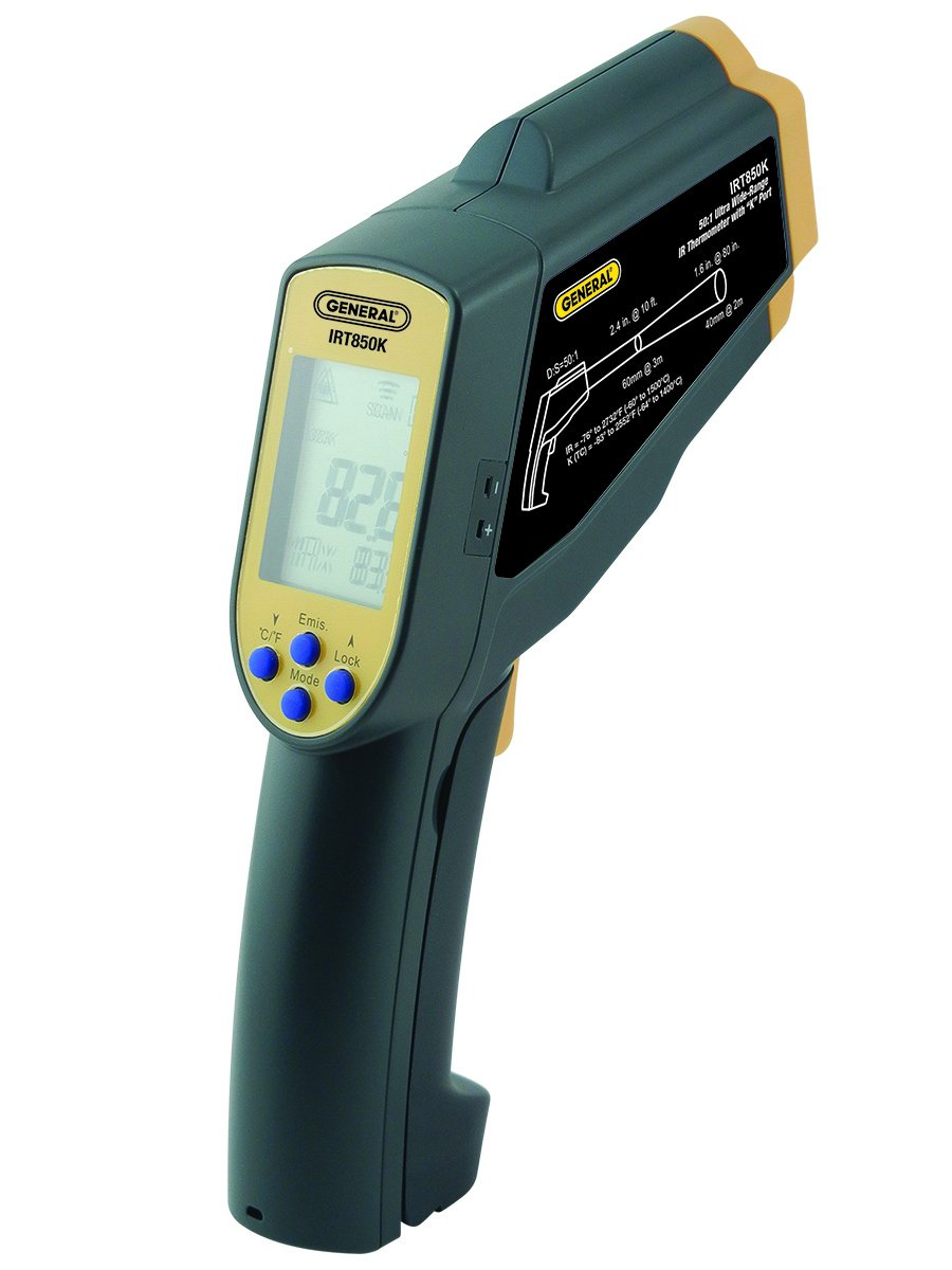 General Tools IRT850K Industrial Infrared Thermometer - High Accuracy Non-Contact Temperature Gun for HVAC, Cooking, Automotive & Home Use