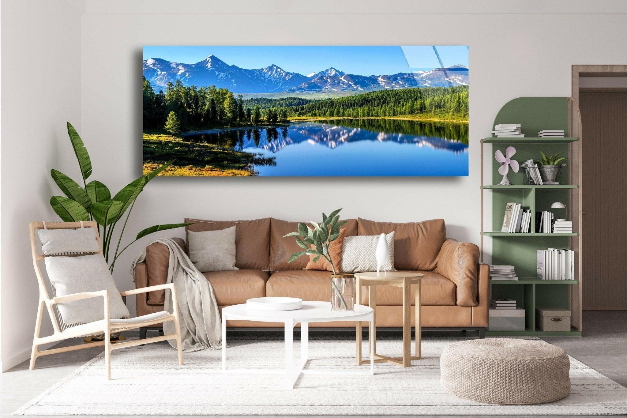 Stunning Altai Mountains Landscape Glass Wall Art - Handcrafted Home Decor for Living Room, Bedroom & Office - Perfect Gift for Nature Lovers