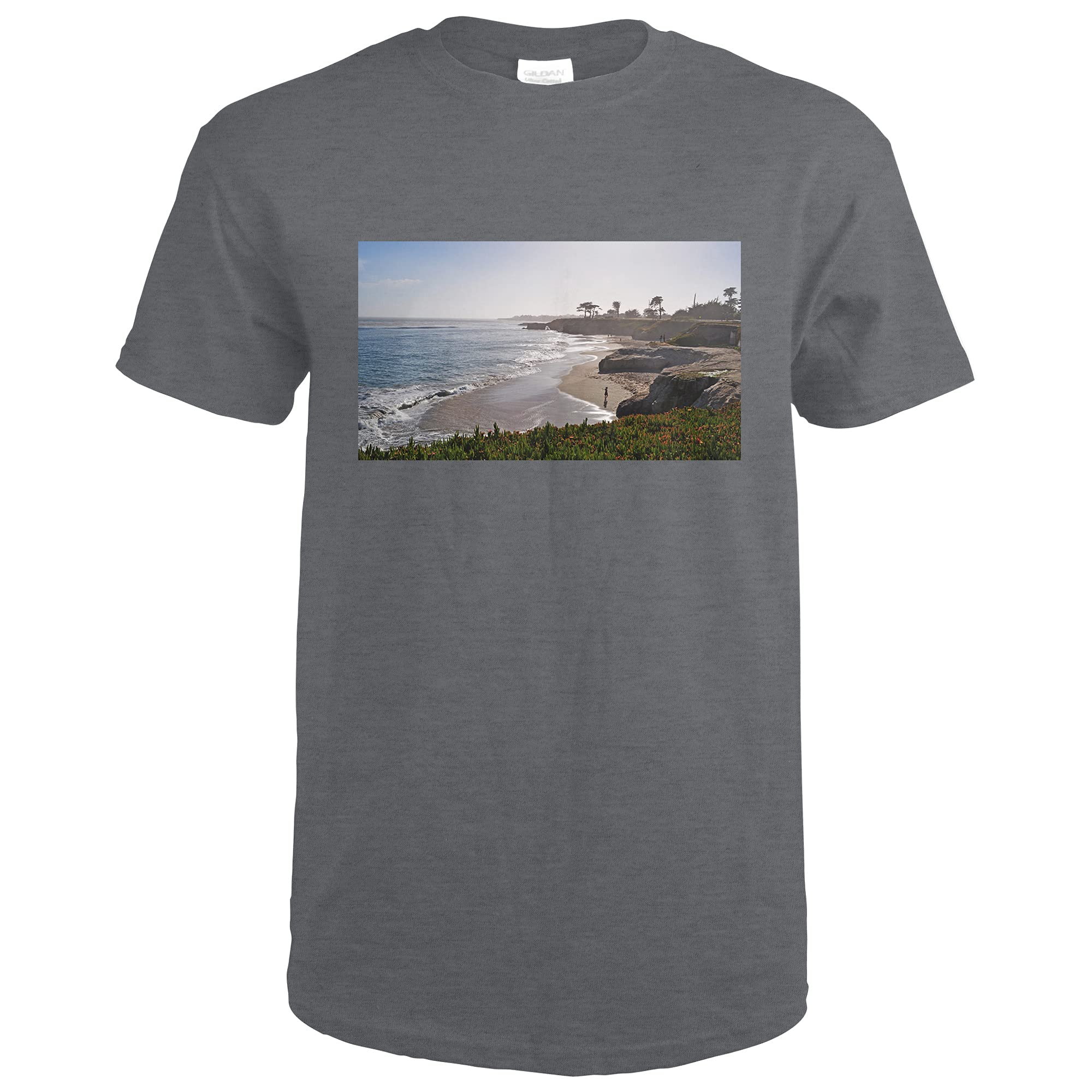 Santa Cruz California Cliff View Premium T-Shirt - Scenic Coastal Photography Print - Perfect for Beach Vacations & Outdoor Adventures