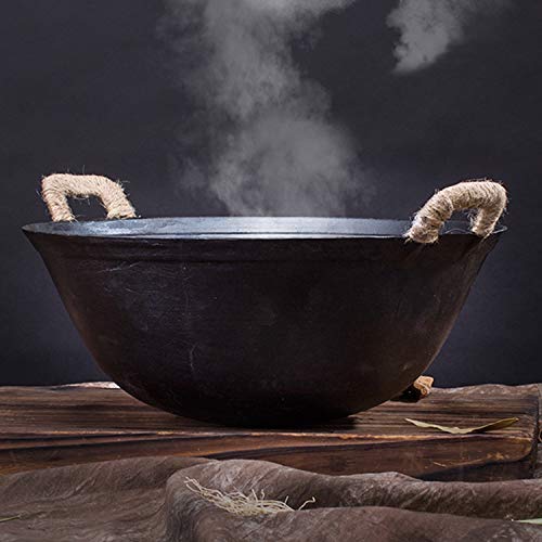 ZhenSanHuan Handmade Cast Iron Wok Pan - 30cm/11.8 Inch Uncoated Natural Iron Skillet for Healthy Cooking | Perfect for Stir-Fry, Deep Frying & Asian Cuisine