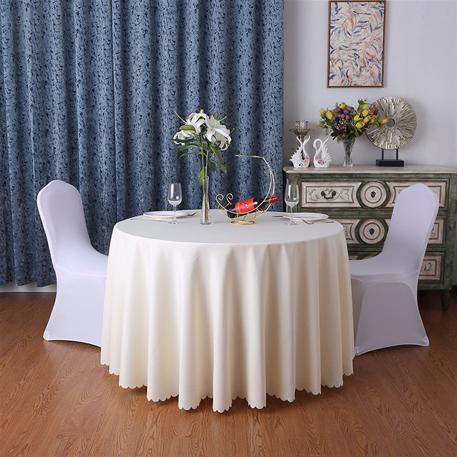 Premium Spillproof & Wrinkle-Free Round Tablecloth - 78 Inch Silky Beige Washable Table Cover for Kitchen, Dining, Party, Wedding & Buffet Decor | Ideal for Indoor/Outdoor Events, Holiday Gatherings & Restaurant Use