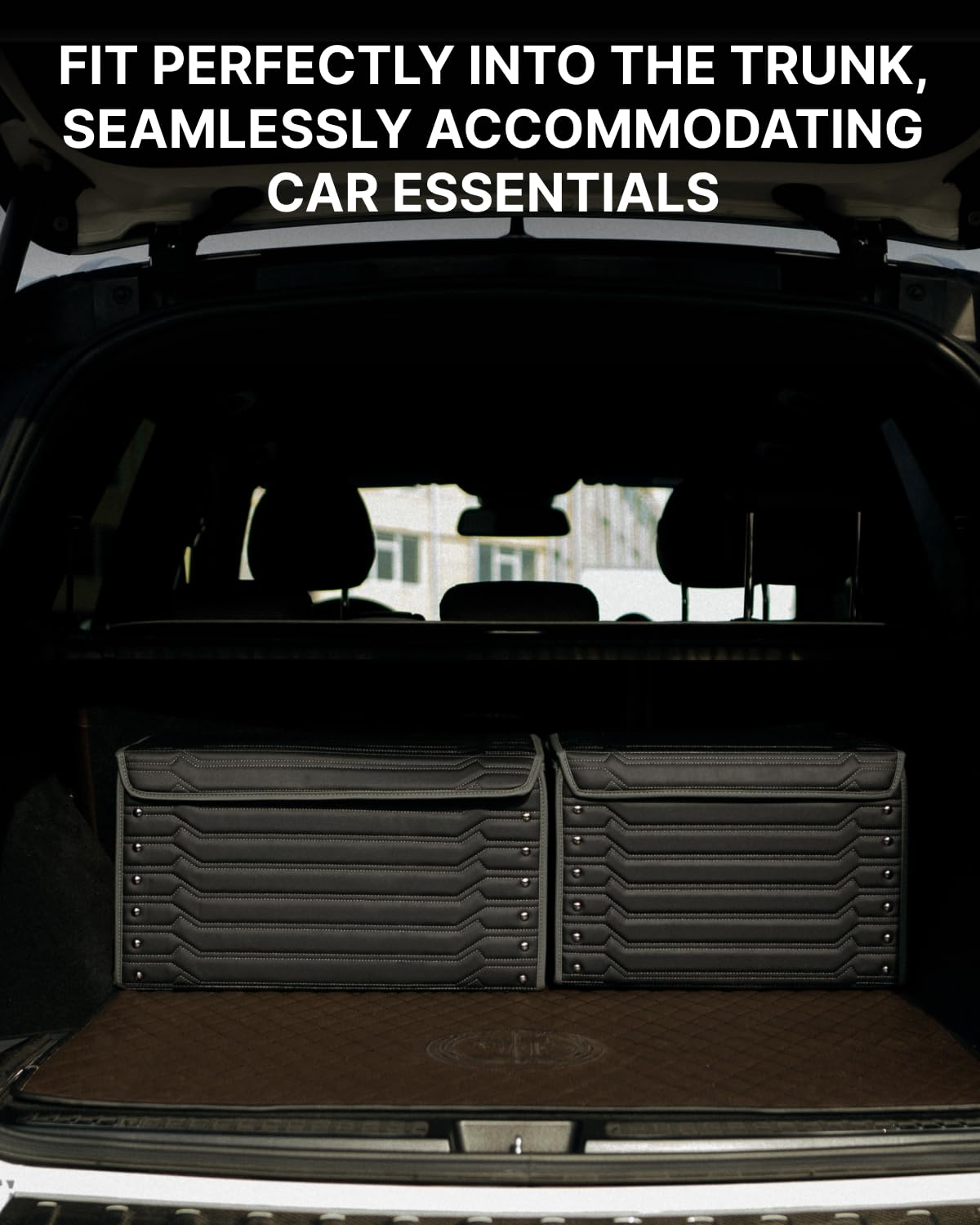 Premium Foldable Trunk Organizer for SUVs & Cars - 21.6 Inch Black Storage Box with Modern Design | Perfect for Road Trips, Grocery Shopping & Vehicle Organization