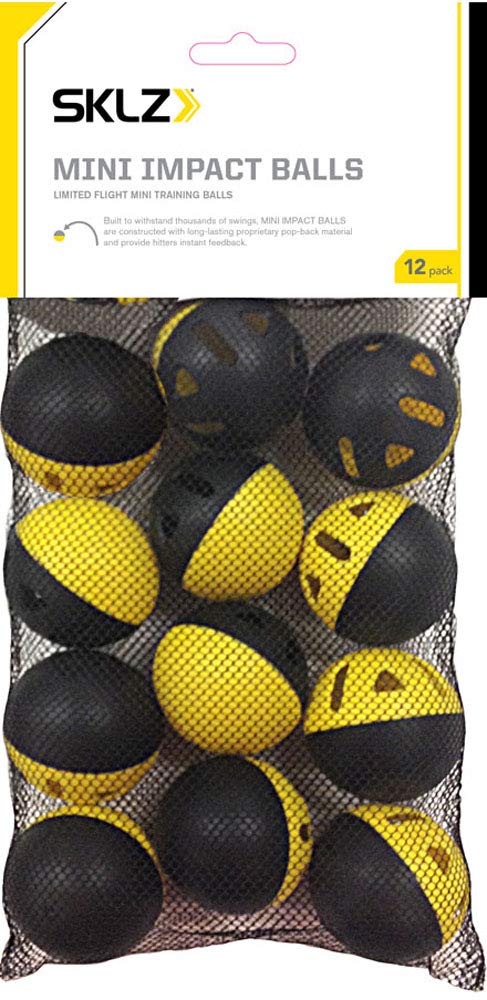 SKLZ Premium Impact Limited-Flight Training Baseballs - Improve Swing Power & Accuracy for Baseball & Softball Practice | Indoor & Outdoor Use | Yellow/Black | Ideal for Batting Drills, Backyard Training & Team Workouts