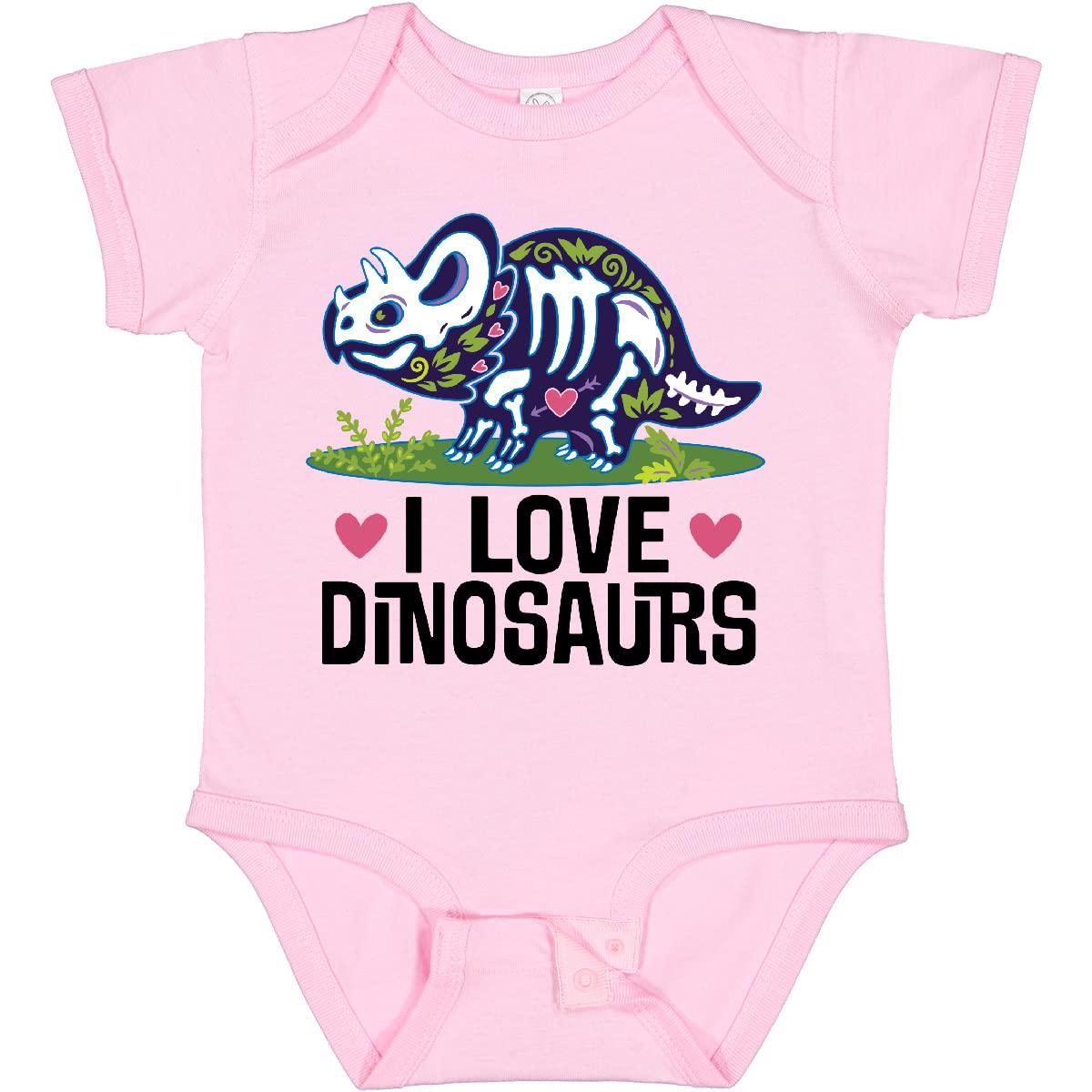 Inktastic Girl Dinosaur I Love Dinosaurs Baby Bodysuit - Cute Dinosaur Outfit for Toddlers & Infants - Perfect for Playdates, Birthday Parties & Photo Shoots