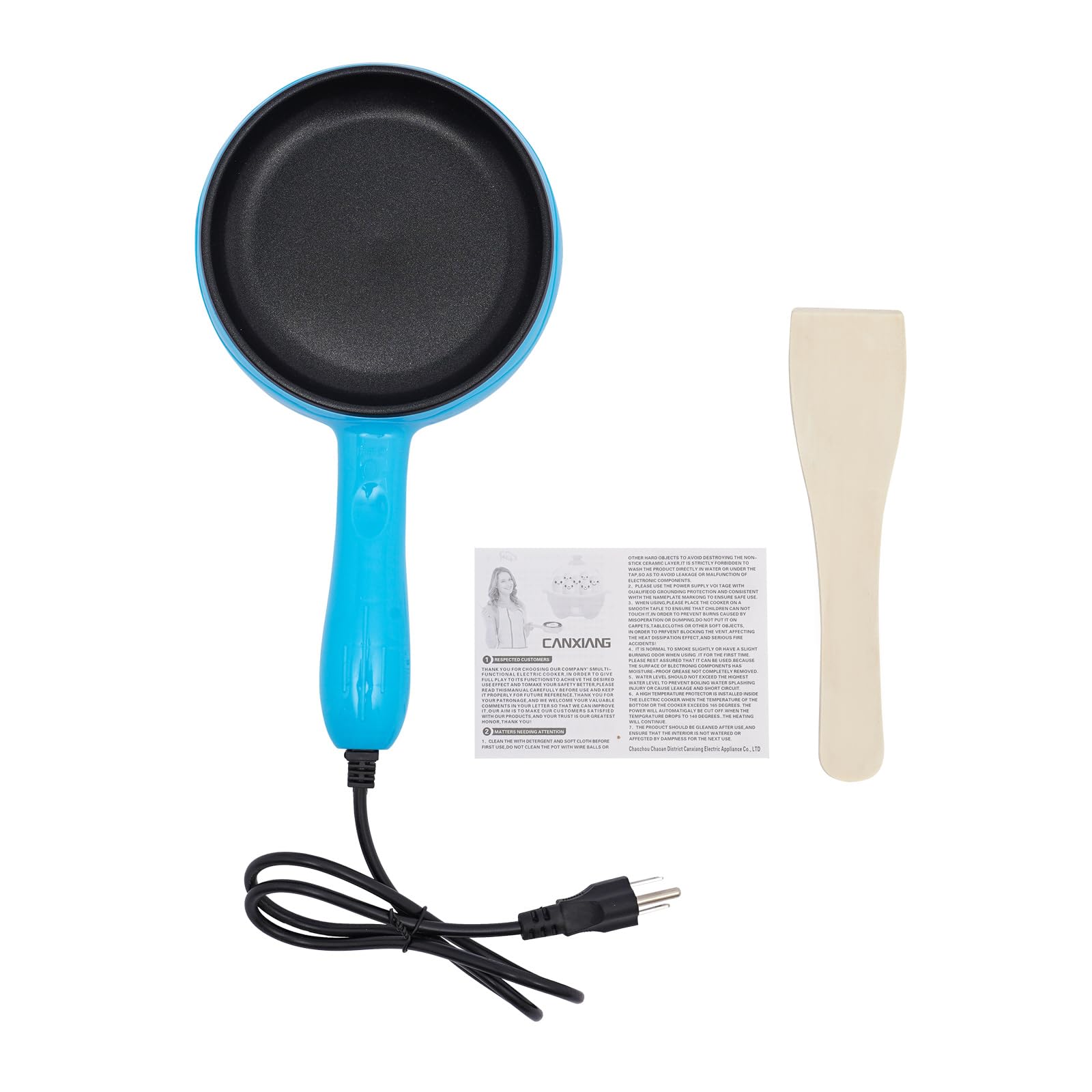 6-Inch Non-Stick Electric Skillet - Rapid Heating Mini Griddle for Pancakes, Eggs & Snacks | Portable Breakfast & Lunch Solution for Dorms, Offices & Travel | Blue/Yellow/Pink (Blue)