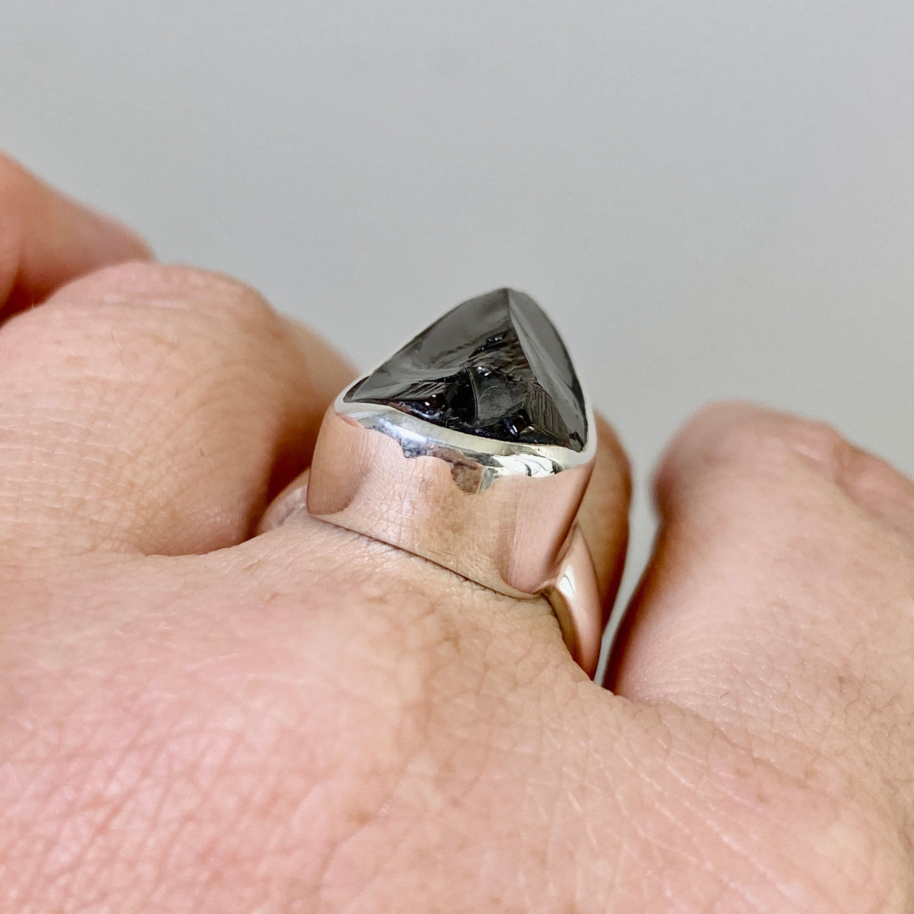 Shungite Teardrop Raw Ring Size 7 - Natural Black Stone Jewelry for Women - Perfect for Energy Protection, Meditation & Everyday Wear