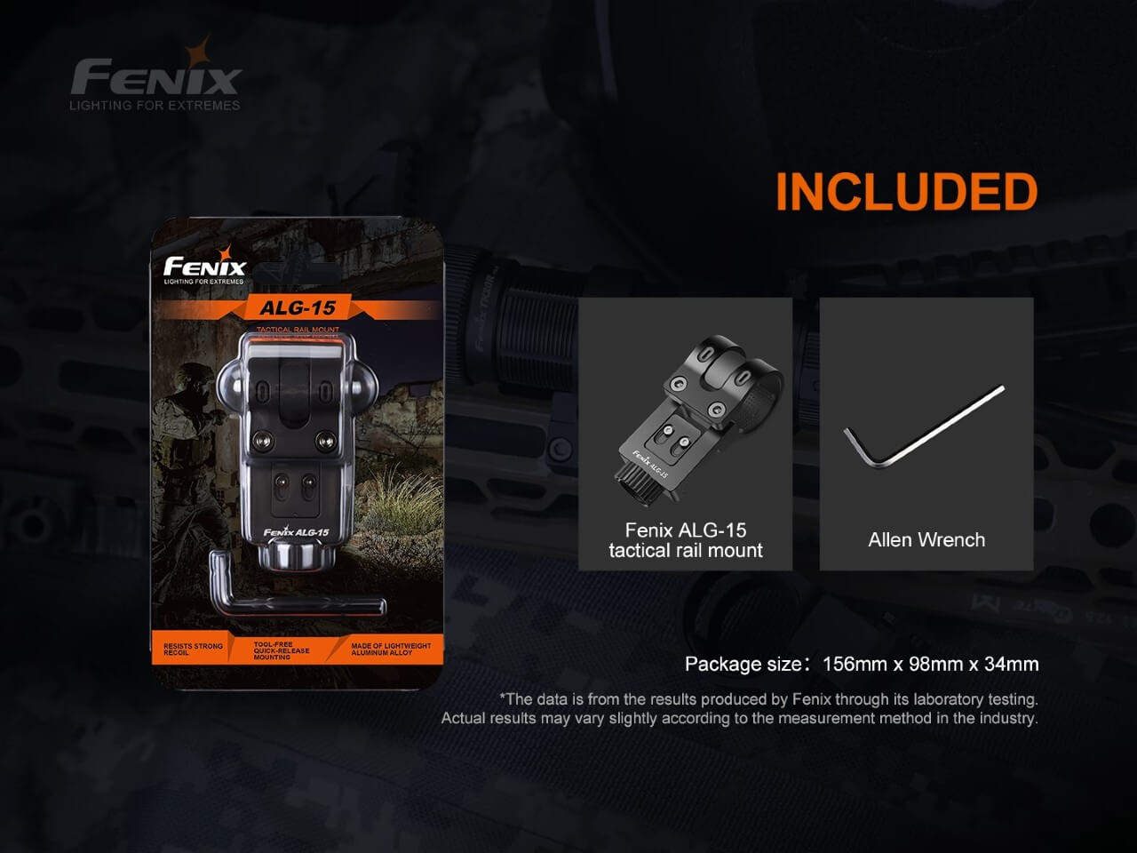 Fenix ALG-15 Tactical Rail Mount for Picatinny Rail - Compatible with AR15, M4, M16 Rifles - Perfect for Hunting, Shooting & Tactical Use