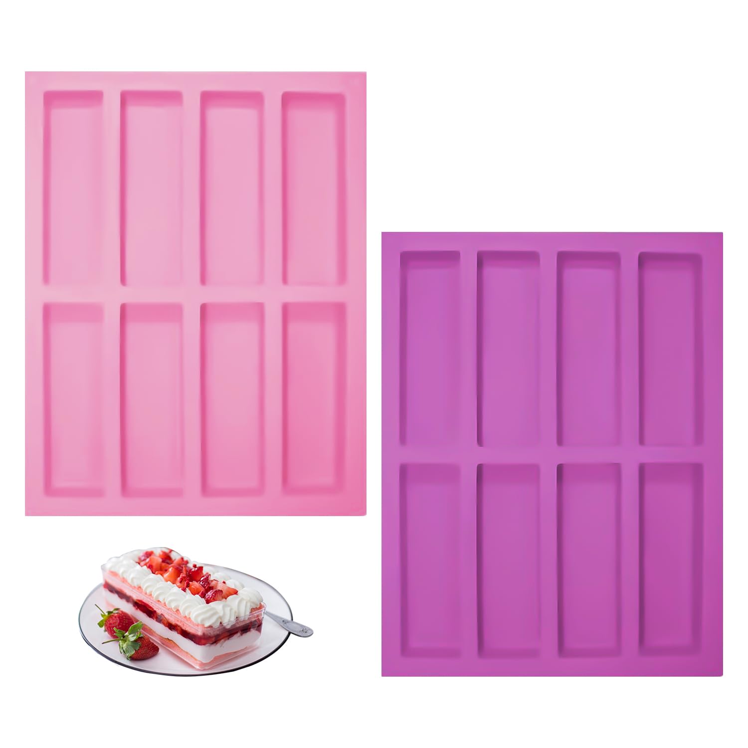 NyxSeat 8-Cavity Silicone Bar Mold - Non-Stick Rectangular Baking Tray for Granola Bars, Energy Bars, Cookies - Flexible & Easy to Release Kitchen Baking Tool (Perfect for Homemade Snacks, Meal Prep & Party Treats)