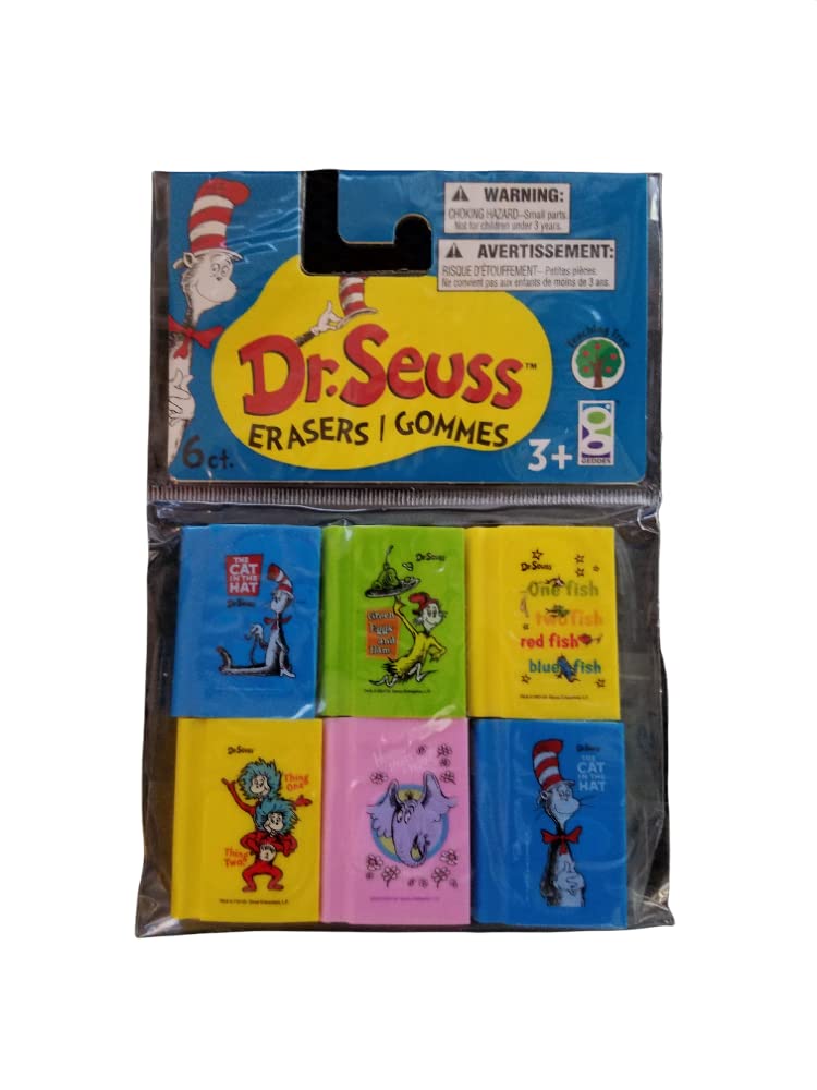Dr. Seuss Themed Pencil Erasers - 6 Pack Fun Novelty Erasers for Kids, Students & Teachers - Perfect for School Supplies, Classroom Rewards & Party Favors