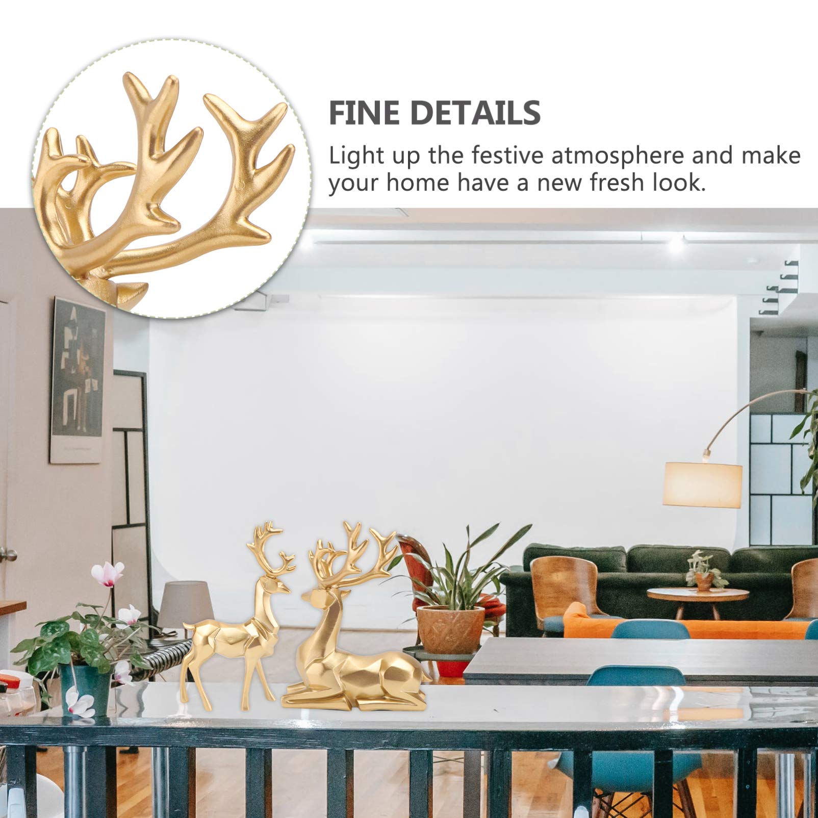 Amosfun Nordic Style Resin Christmas Reindeer Figurine - Handcrafted Elk Statue for Home Decor, Bookshelf, Bedroom & Tabletop Display | Perfect for Holiday Gift, Winter Wonderland Theme & Christmas Party Decoration