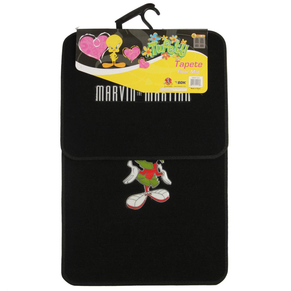 Warner Bros Looney Tunes Marvin The Martian Universal Fit 4-Piece Car Floor Mats Set - Front 26x16.5in & Rear 14x16.5in Carpet Auto Accessories for Cars, SUVs & Trucks - Perfect for Road Trips & Daily Commutes