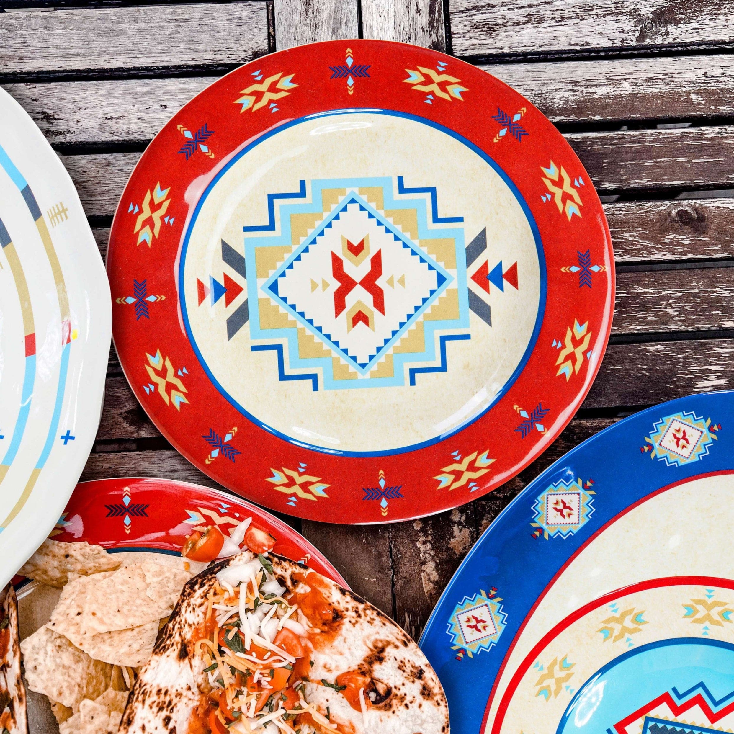 Premium Melamine Dinner Plates Set of 4 - Durable & Lightweight Plastic Plates for Outdoor Dining, Picnics, BBQs & Camping - Dishwasher Safe & Shatterproof Tableware