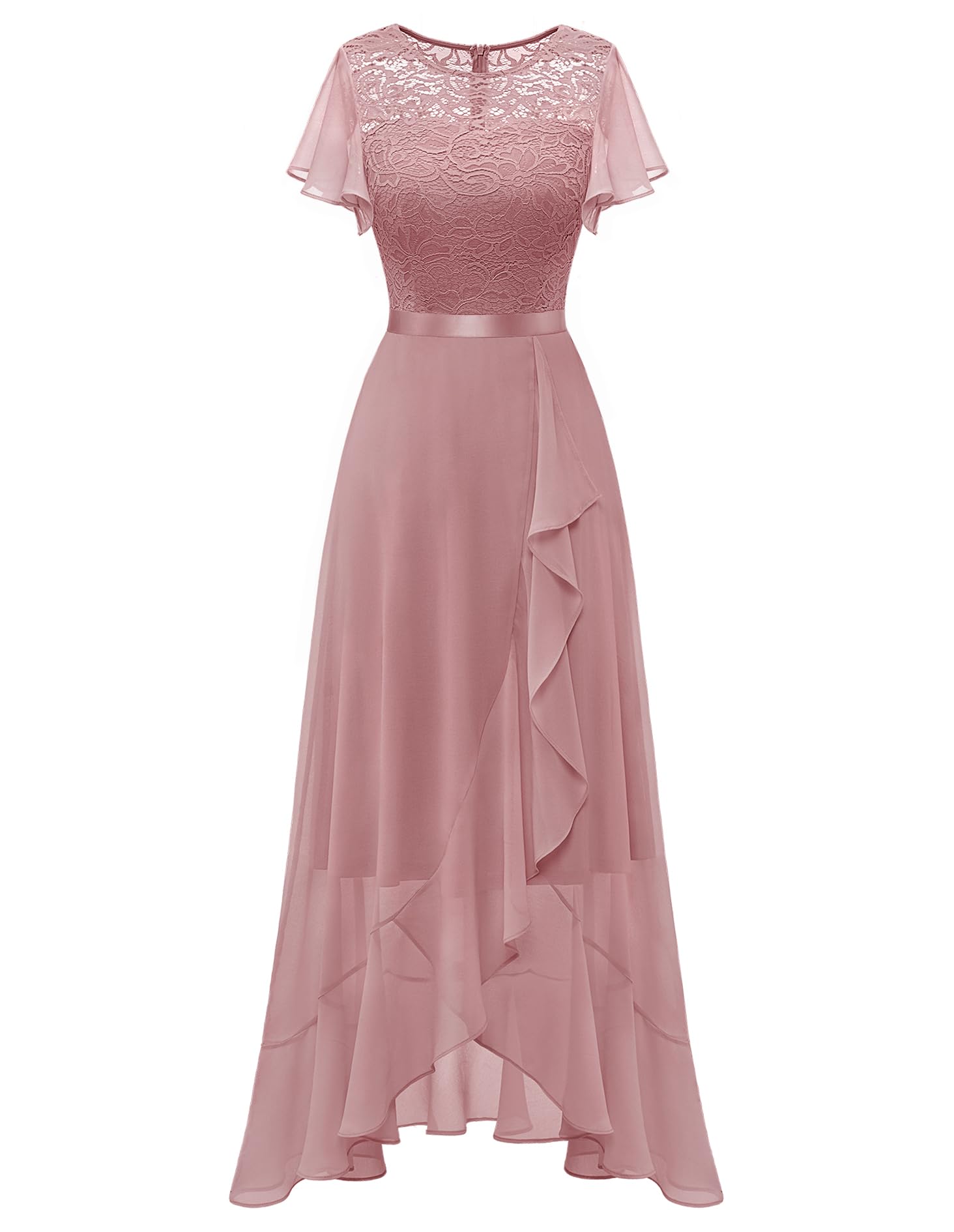BeryLove Elegant Lace Long Prom Dress for Women - 2025 Wedding Guest Formal Cocktail Dress with Slit | Perfect for Evening Parties, Prom Nights & Special Occasions
