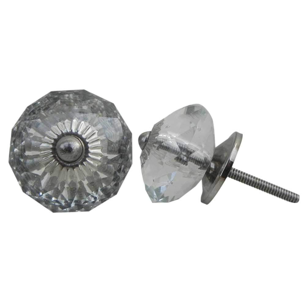 4-Piece Clear Glass Indian Shelf Drawer Knobs - Luxury Cabinet Hardware for Kitchen, Dresser & Furniture - Elegant Door Pulls for Home Decor & DIY Projects