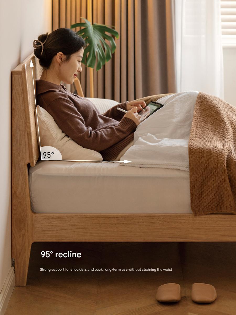 Solid Oak Wood High Headboard Bed - Queen Size, Rustic Farmhouse Style for Bedroom Decor - Perfect for Master Bedrooms, Guest Rooms & Cozy Retreats