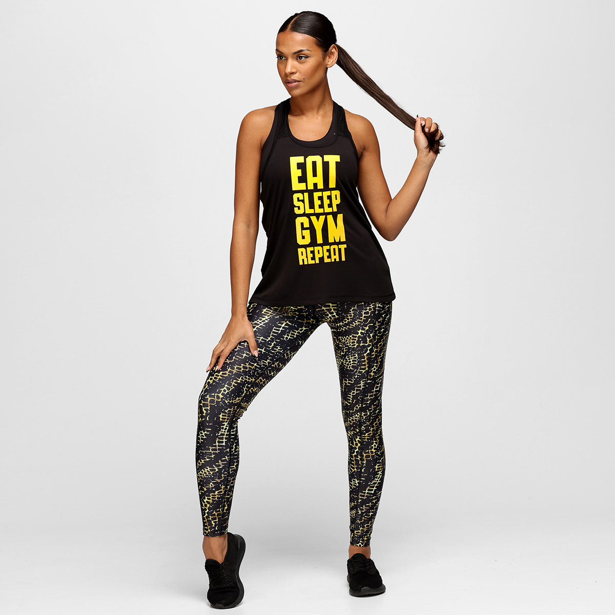 Eat Sleep Gym Repeat Mesh Racerback Workout Tank Top - Lightweight Breathable Fitness Shirt for Women's Running, Yoga & Gym Training